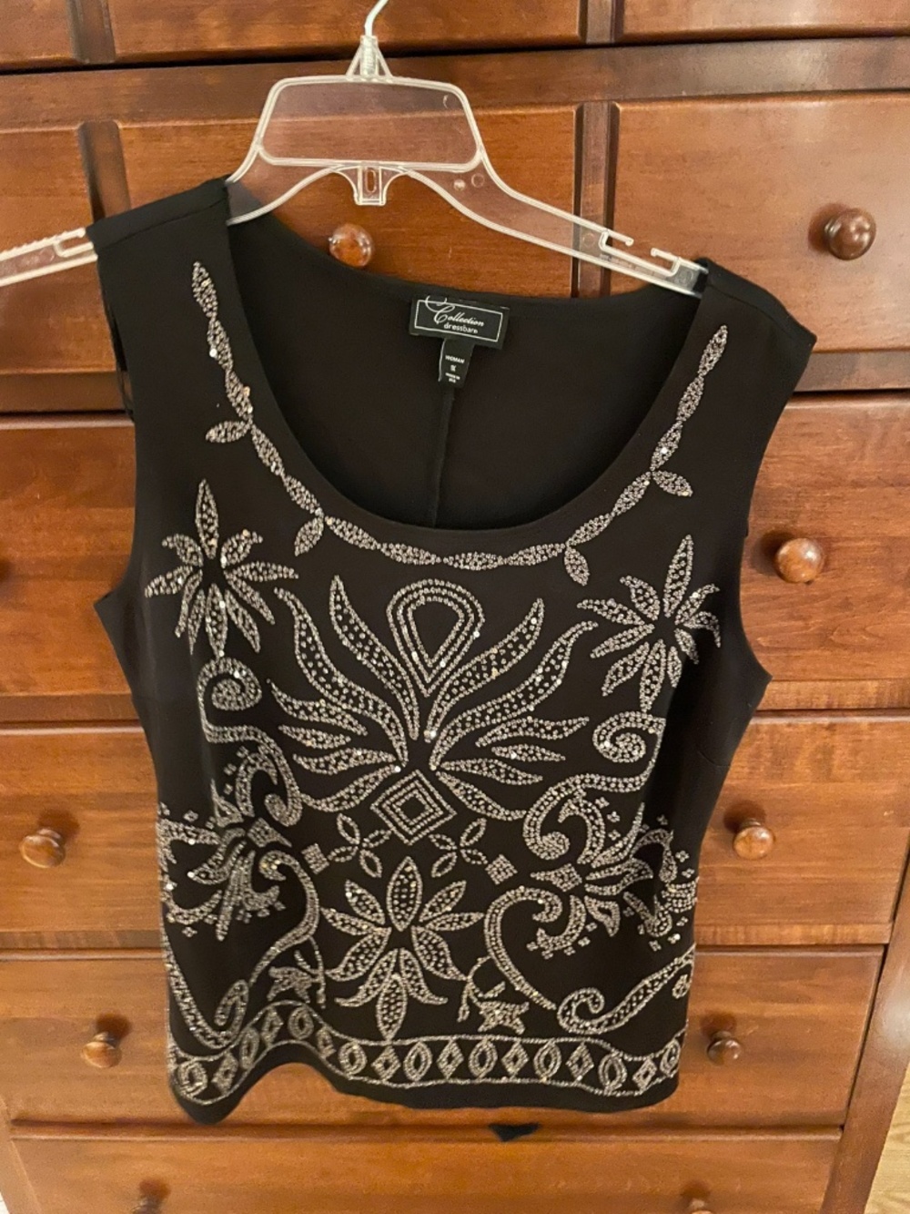 Dressy Sleeveless Top, Size 1X, Black with sparkles